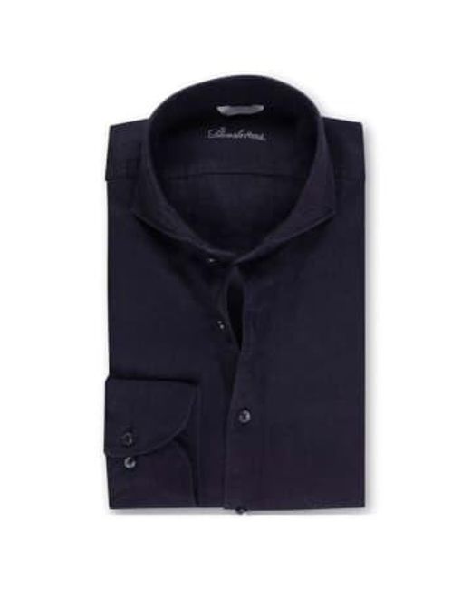 Camisa lino manga larga slimline negro 7742217970600 Stenstroms de hombre de color Blue