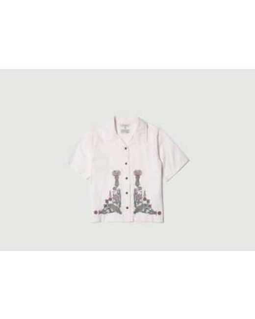 Nudie Jeans White Moa Floral Shirt M for men