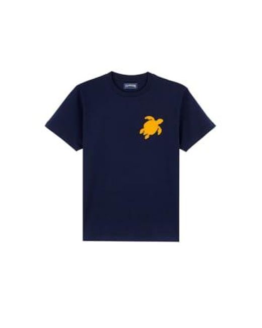 Vilebrequin Blue Portisol Cotton T-shirt With Turtle Patch for men