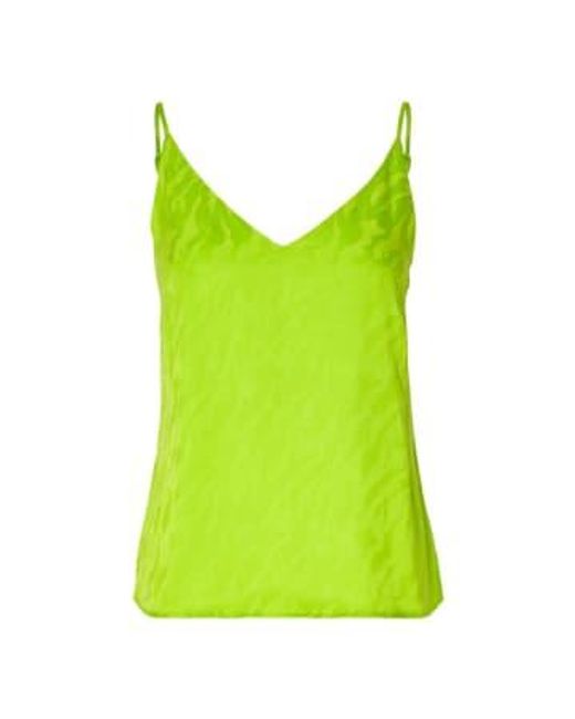 SELECTED Green Constanza Cupro Strappy Top Lime