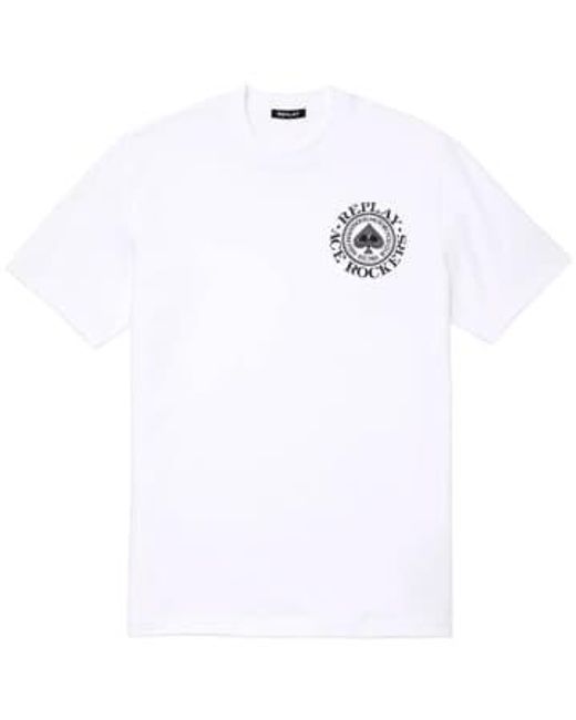 Replay Ace of spades rocker t -shirt in White für Herren