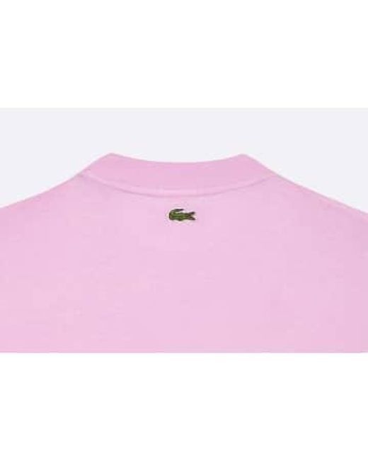 Lacoste Pink Loose Fit Large Crocodile Organic Heavy Cotton T-shirt for men