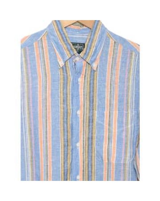 Gitman Brothers Vintage Blue Vintage Linen Awning Stripe S for men