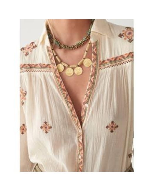 Rombo Cotton Blouse Ivory di MAISON HOTEL in Brown