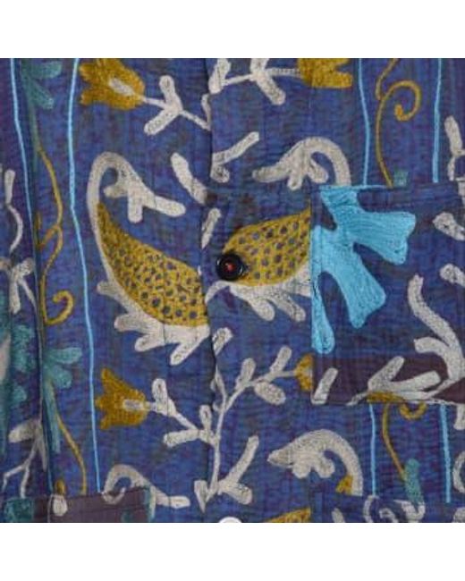 Kardo Blue Bodhi Jacket Embroidered Cotton Kantha Blanket Lilac Xl for men