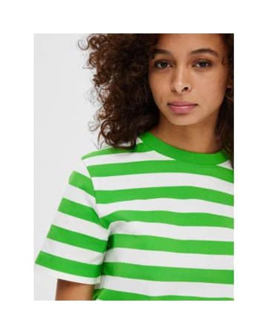 SELECTED Green Essential Striped Boxy Tee L