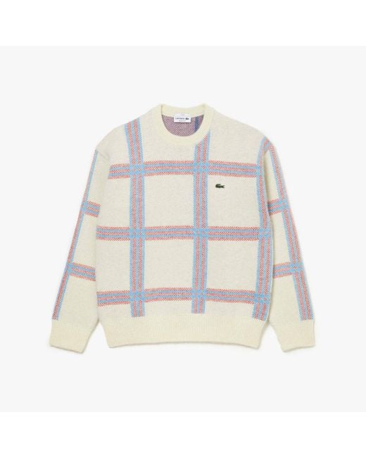 Lacoste Multicolor Relaxed-fit Unisex Sweater In A Wool Blend With A Tartan Check Pattern