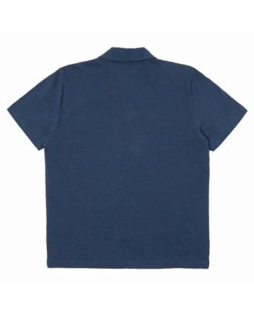 Universal Works Blue Newlyn Cotton / Hemp Polo Shirt for men