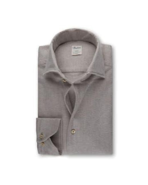 Slimline Textured Flannel Shirt 7129018420220 di Stenstroms in Gray da Uomo