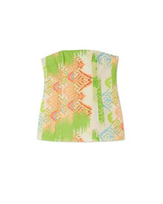 Never Fully Dressed Green Abstract Sol Bandeau Top