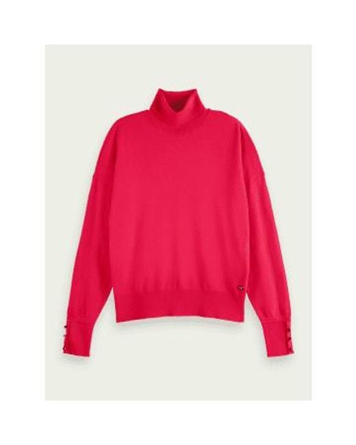 Scotch & Soda Red Relaxed Fit Turtleneck In Cosmic