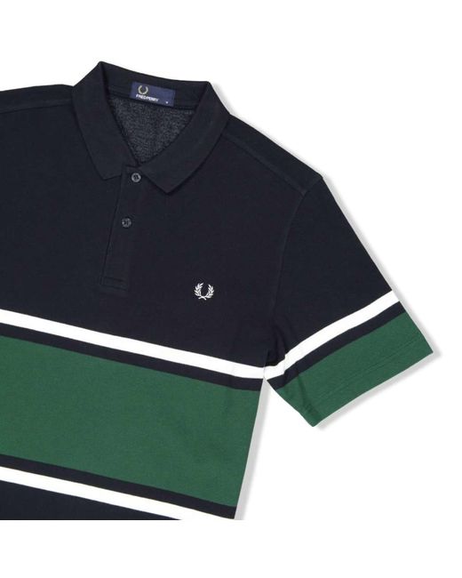 Bold Fine Stripe Polo Shirt Navy 