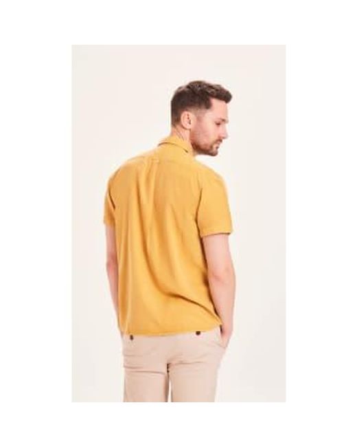 Knowledge Cotton Orange 90884 Larch Garment Dyed Ss Custom Fit Shirt Gold M for men