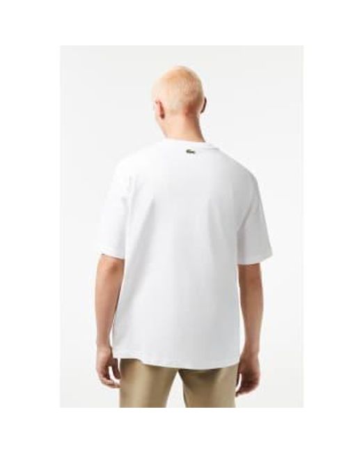 Lacoste Herren-T-Shirt mit Rundhalsausschnitt, lockerer Passform und Krokodilmuster in White für Herren