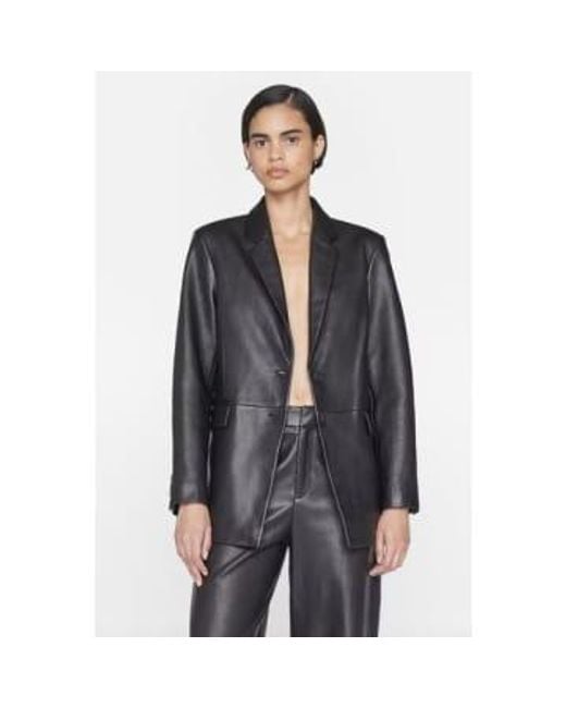 The Oversized Noir Leather Blazer di FRAME in Gray