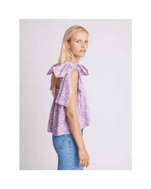 Berenice Purple Tipi Sleeveless Top With Shoulder Bows 36