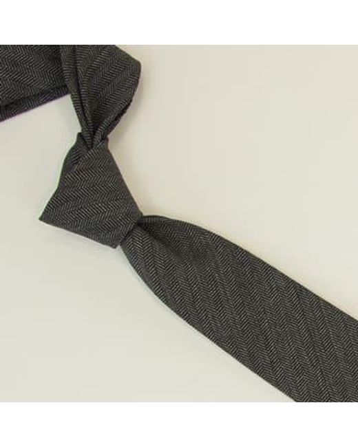 40 Colori Gray Herringbone Tie Charcoal Grey for men