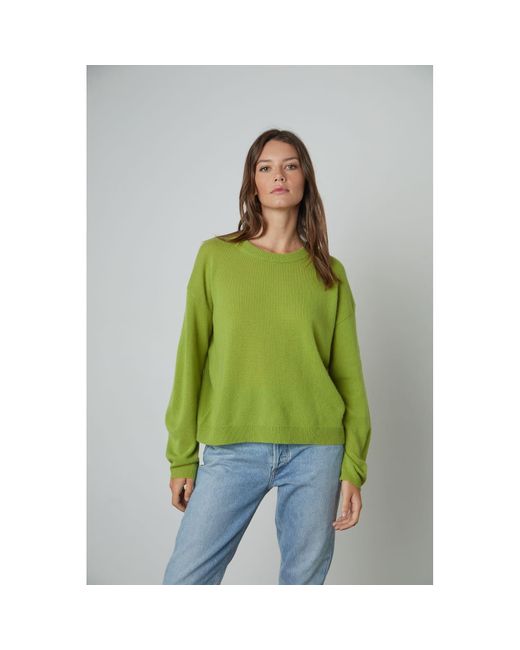 Velvet top green sweater