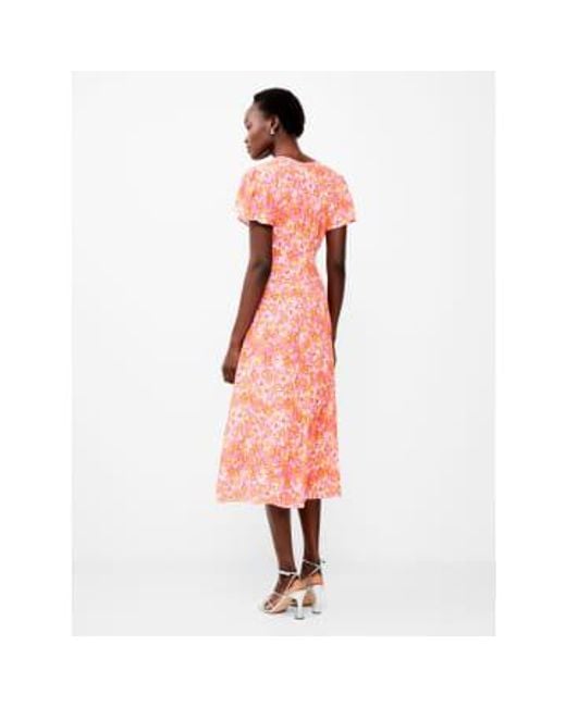 French Connection Red Persimmon Cass Delphine V-Neck Midi Dress