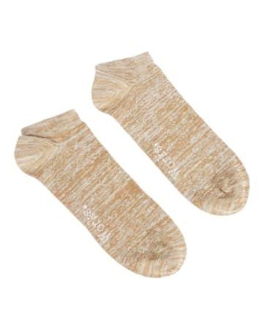 Universal Works White Ankle Slub Sock Dark 24773 4p for men