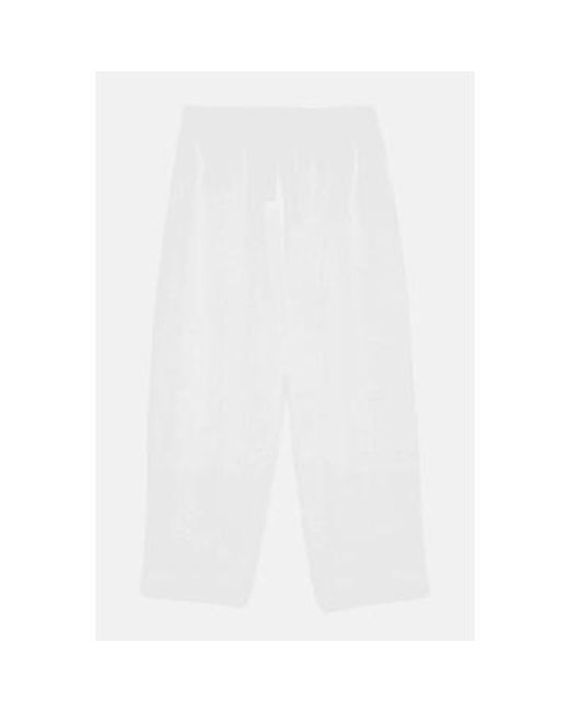 Ottod'Ame White Linen Tapered Trousers Vanilla 38