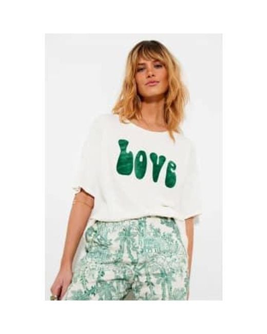 Five Jeans Off And Green Love T Shirt Small