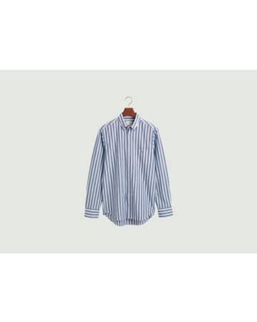 Gant Blue Poplin Striped Shirt L for men