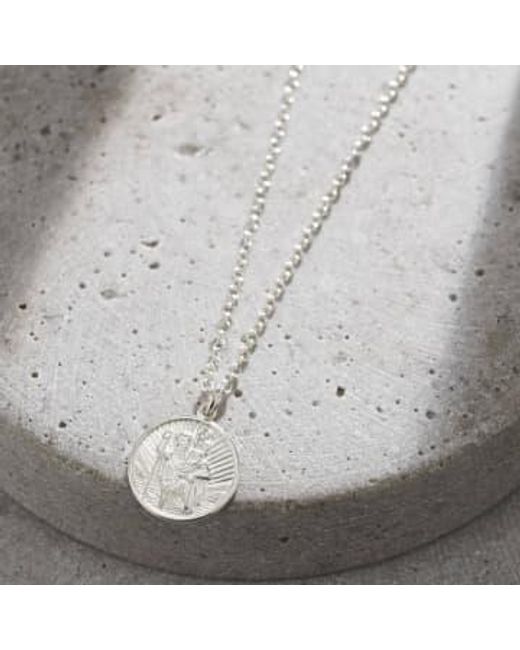 Posh Totty Designs Metallic Oxidised Sterling St Christopher Necklace Sterling for men