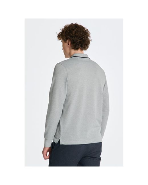 GANT Long Sleeve Pique Polo Shirt in Gray for Men | Lyst
