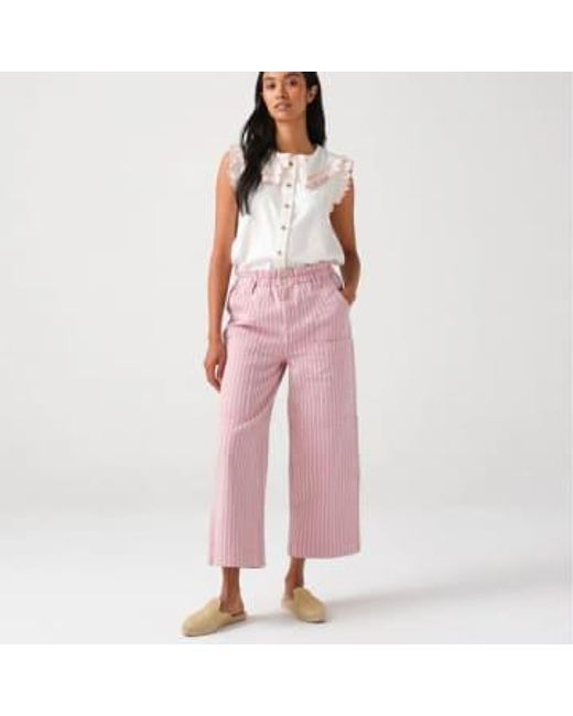 seventy + mochi Pink Louis pant dusty wide stripe