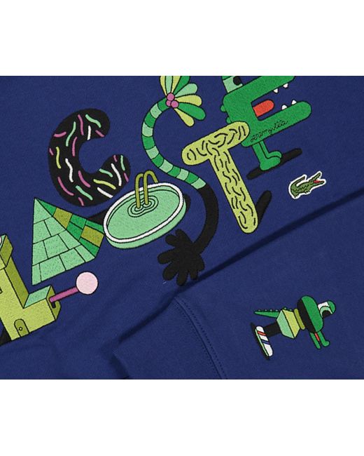X Jeremyville Graphic Hoodie Methylene Lacoste pour homme en coloris Bleu Lyst