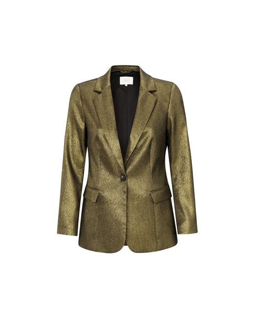 Yaya Green Blazer With Long Sleeves And Pocket With Glitter Effect