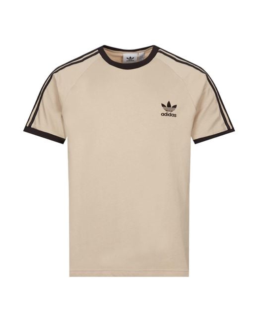 adidas 3 Stripes T-shirt in Natural for Men | Lyst