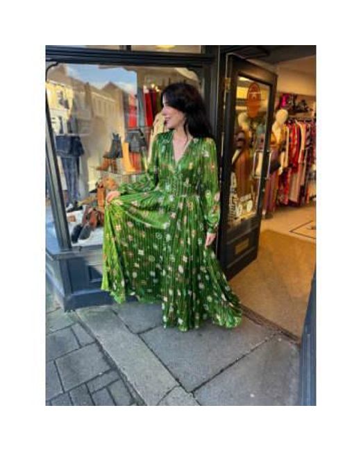 Hayley Menzies Green Silk Lurex Volume Gown S