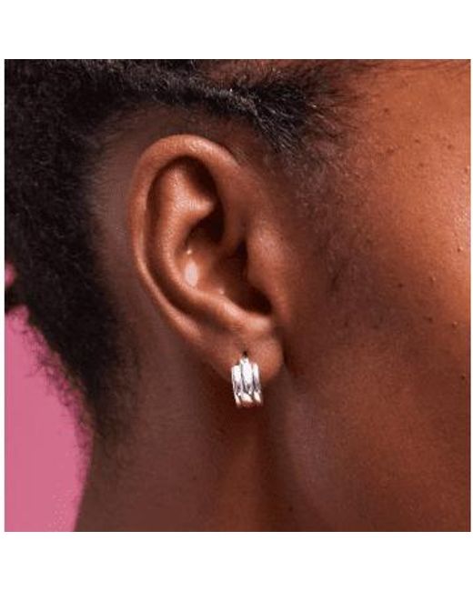 Grosses boucles d'oreilles créoles texturées Estella Bartlett en coloris Metallic