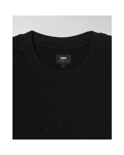 Edwin Black Katakana Embroidery T-shirt for men