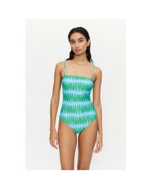 Summer Vibes Striped Straight Neckline Swimsuit 1 di Compañía Fantástica in Blue
