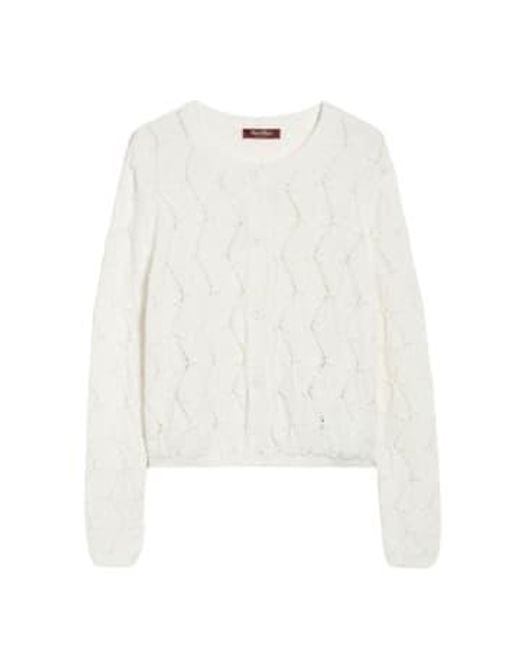Max Mara Studio White Zenit Knitted Cardigan M Cream