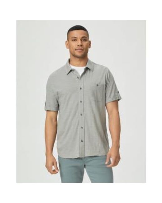 PAIGE Gray Brayden Short Sleeve Roll Tab Shirt for men