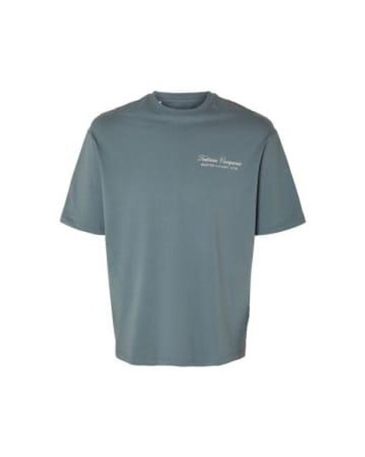 T-shirt à imprimé Gib par temps orageux SELECTED pour homme en coloris Blue