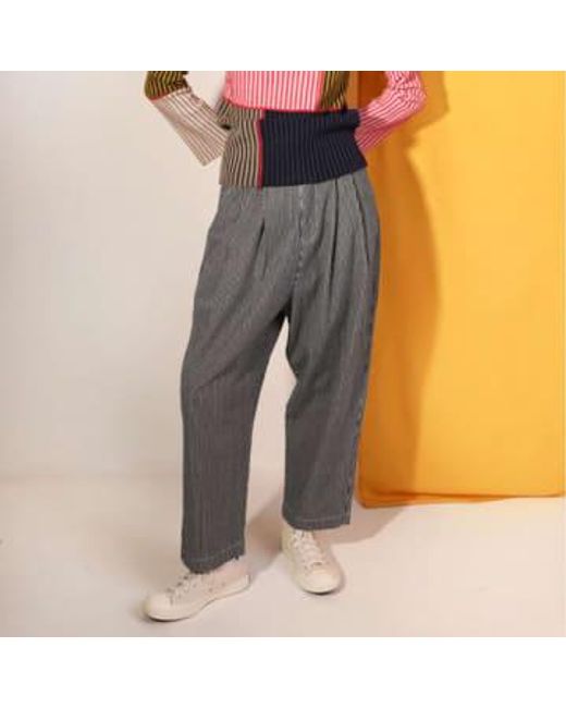 L.F.Markey Gray Mega Trousers Stripe L