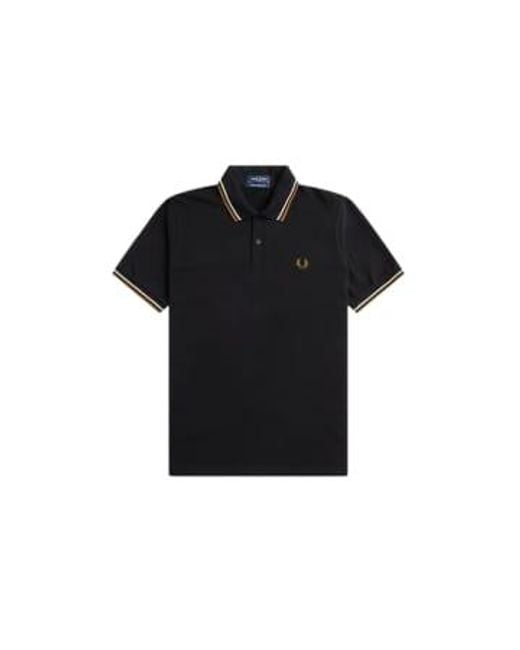Fred Perry Black Reissues Original Twin Tipped Polo / Oatmeal Dark Caramel 40 for men