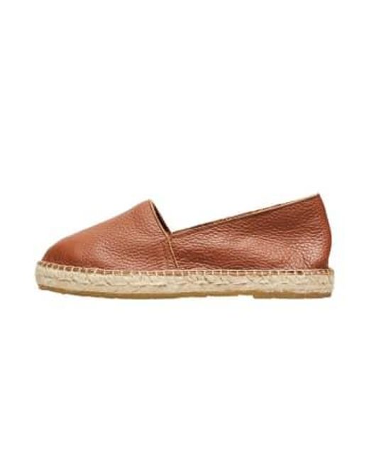 SELECTED Brown Leather Espadrilles Leather