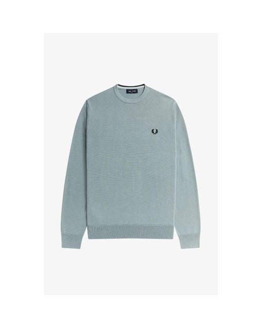 Fred Perry Classic Crew Neck Jumper Blue for Men | Lyst