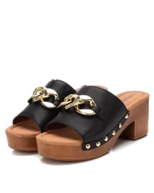 Carmela Black Leather Clog Sandals 37