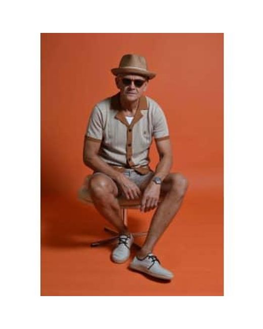 Gabicci Orange Arlo S/s Button Thru Knit Granola / Medium for men