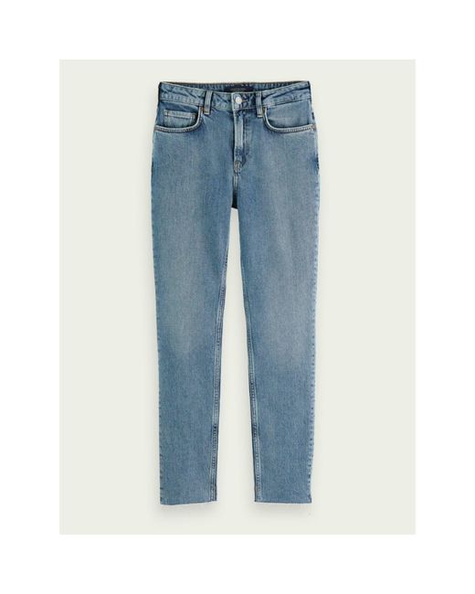 Scotch & Soda Blue High Rise Slim Fit Jeans | Lyst UK