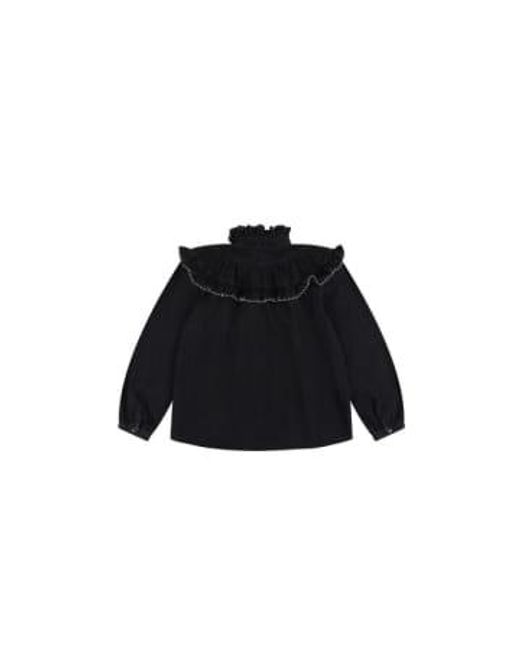 seventy + mochi Black Victoria bluse in gewaschener schwarz