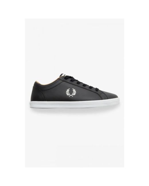 fred perry baseline leather black