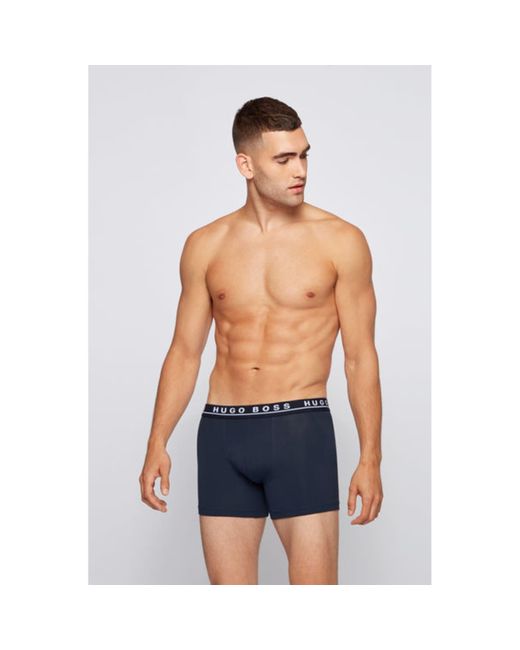BOSS by HUGO BOSS Pack Of 3 Turquoise Grey And Navy Stretch Cotton Boxer  Briefs in Blue | Lyst